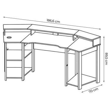 Imagem de Mesa para Escritório Home Office Gamer ME4167 MDP Preto/Azul - Gran Belo