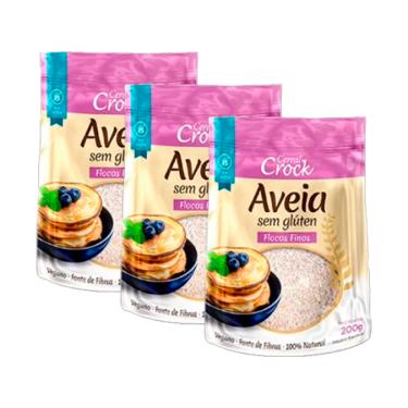 Imagem de Kit 3X: Aveia em Flocos Finos Sem Glúten Leve Croc 200g