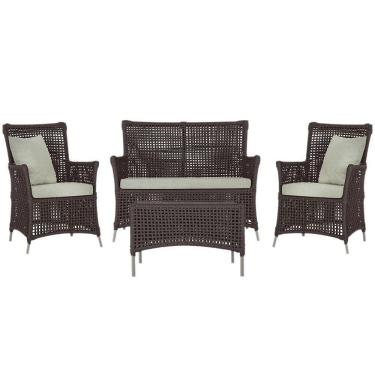 Imagem de Jogo Sofá E 2 Poltronas E Mesa Igapó Fendi E3 Trama Original Marrom