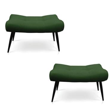 Imagem de Kit 02 Puffs Sher Suede Verde Pés Palito De Ferro - D'Rossi