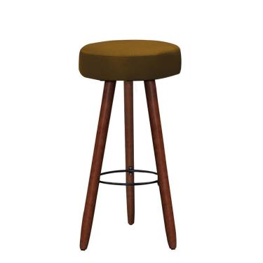 Imagem de Banqueta Alta Estofada Dalia Com Pés Em Madeira