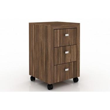 Imagem de Multiuso Escritório Me4108 C/ 3 Gavetas E Rodízios Nogal - Tecno Mobili