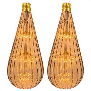 Imagem de Kit 2 Lâmpadas Led Taschibra Vintage Fireworks Bt125 E27 Bivolt 2200k âmbar