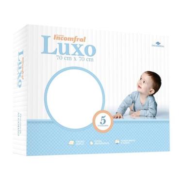 Imagem de Kit 5 Unidades Fraldas Luxo Branca para Bebê 70cmx70cm - Fraldas Incom