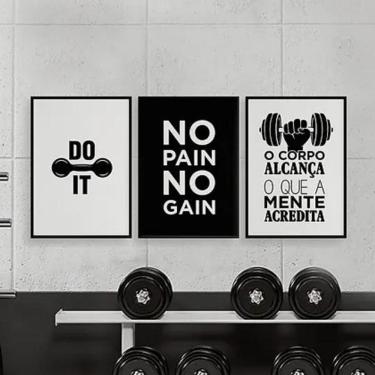 Imagem de Kit 3 Quadros Academia Do It 45X34Cm