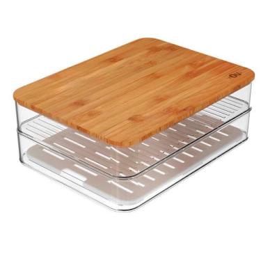 Imagem de Organizadores de Frios Duplo com Tampa de Bambu Clear - Ou, Natural