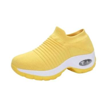 Imagem de Tênis Femininos Respiráveis Para Caminhada, Moda Em Tecido Fly Weaving