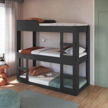 Imagem de Treliche Solteiro Infantil/Juvenil 80 Évora Grafite - Art in Móveis