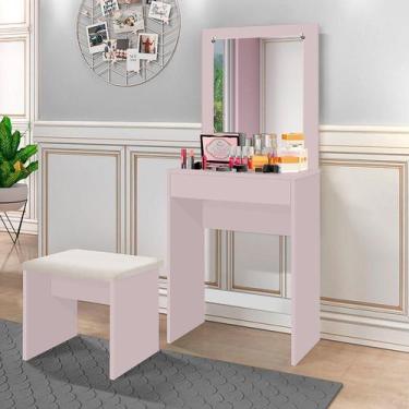 Imagem de Penteadeira Sofia com Banqueta 140x60x35,5 Cm Branco - J&A Móveis