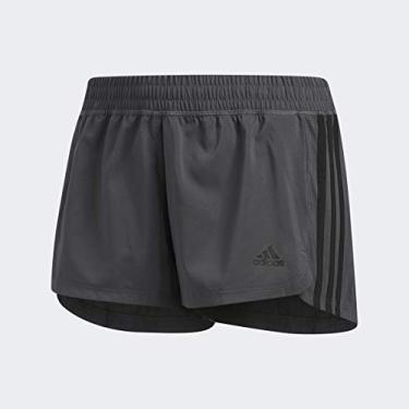 Imagem de adidas Shorts femininos de tecido Pacer com 3 listras, Cinza/preto, P