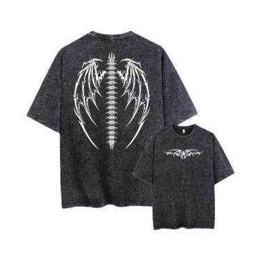 Imagem de Camiseta Vintage Oversized Para Homens, T-Shirt De Algodão Pesado Com 