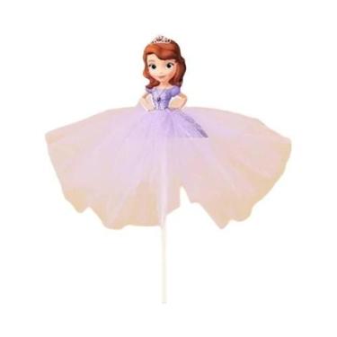 Imagem de Toppers De Bolo Da Princesa Da Disney Com Glitter Rosa Para Chá De Beb