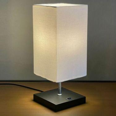 Imagem de Abajur luminária de Mesa Clássico Quadrado aluminio Com Interruptor e 