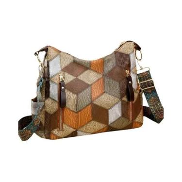 Imagem de Bolsa Tote Feminina De Couro PU Com Grande Capacidade E Cores Contrast