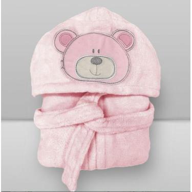 Imagem de Roupão Infantil Laço Bebê Power Sec Animada, 1-2, Urso bru rosa