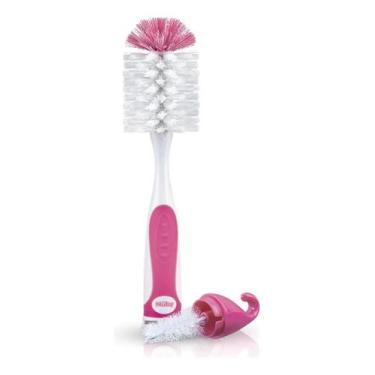 Imagem de Escova Para Limpar Mamadeira E Bicos 2 Em 1 Nylon Gancho - Nuby, Rosa