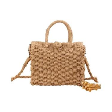 Imagem de Bolsa Tote Feminina de Palha Grande - Design Luxuoso para Verão e Prai