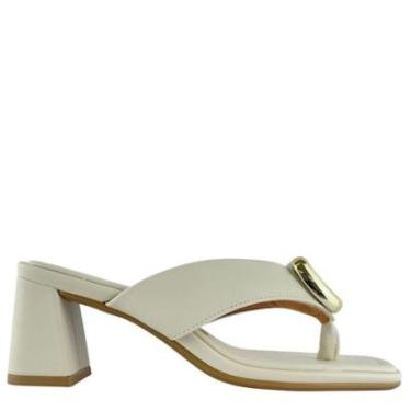 Imagem de Tamanco Vizzano Salto Grosso Bege com Detalhe Dourado 6530104-Feminino