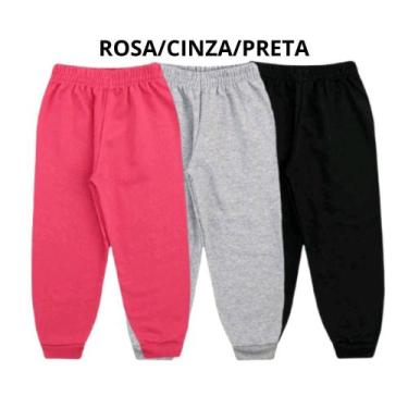 Imagem de Kit 3 Calças Moletom Peluciado Algodão Infantil Juvenil Inverno 4 ao 1