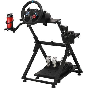 Imagem de CXRCY Racing Wheel Stand with Cup Holder Height Adjustable & Foldable Steering Wheel Stand Compatible with Logitech G920 G29 G27 G25 Gaming Cockpit (Wheel and Pedals Not Included)