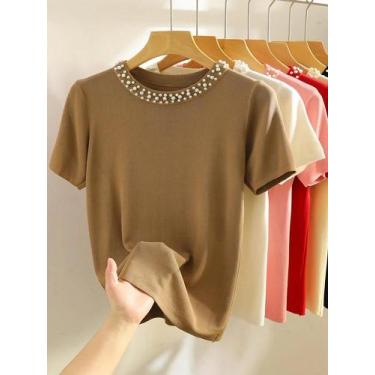 Imagem de Camiseta Tricotada Sem Mangas Feminina Y2K Moda De Verão Preto E Branc