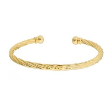 Imagem de Bracelete feminino folheado a ouro 18k tubo torcido lih - PIUKA, Doura