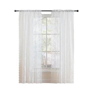 Imagem de Cortina De Renda Transparente Com Bordado Floral Vintage, Filtragem De