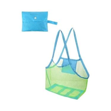 Imagem de Bolsa De Praia Grande Multicolorida Em Malha Respirável Dobrável Anti-