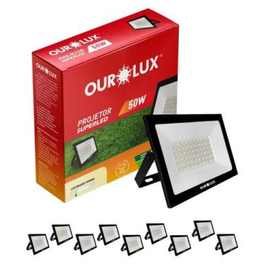 Imagem de 5 Refletor Projetor Preto De Led 50w 3000k Bivolt Ourolux Cor da Luz B