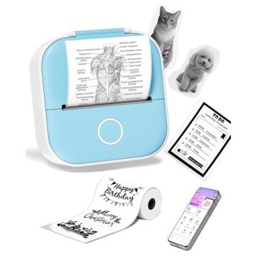 Imagem de Ponek Mini impressora de adesivos - T02 Print Pods Mini Impressora Máquina de fazer adesivos com aplicativo inteligente de IA para estudantes, crianças, máquina de etiquetas portátil com tinta térmica