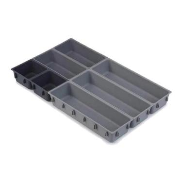 Imagem de Separador Talheres Modular Organizador Gaveta Cozinha 7 Pts Cor Cinza 