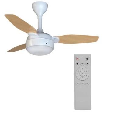 Imagem de Ventilador de Teto Legacy 3 Pás Mdf Branco e Pinus Bivolt com Controle