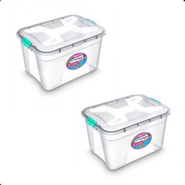 Imagem de Caixa Organizadora Grande 20 Litros Transparente com Travas E Tampa Pl