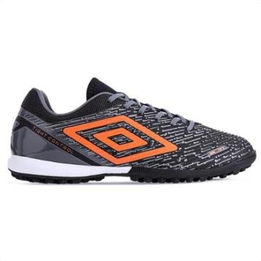 Imagem de Chuteira Umbro Society Gravity Preto Grafite e Laranja - Masculino-Masculino