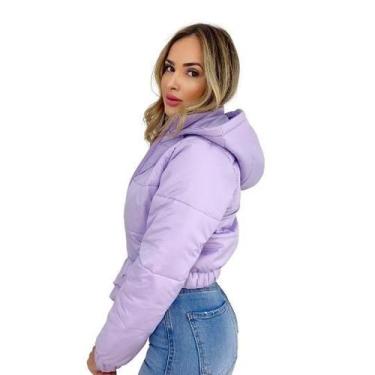 Imagem de Jaqueta Puffer Feminina Lilás Com Capuz Curta - Charme de Moça, M, Lil