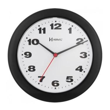 Imagem de Relógio Parede Redondo Herweg 6103 034 Preto 21cm Quartz