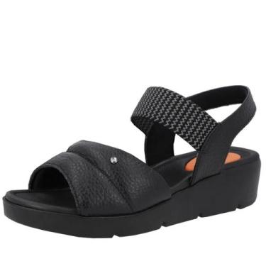 Imagem de Sandália Anabela Flatform Elástico Casual Conforto Usaflex, Preto, 36