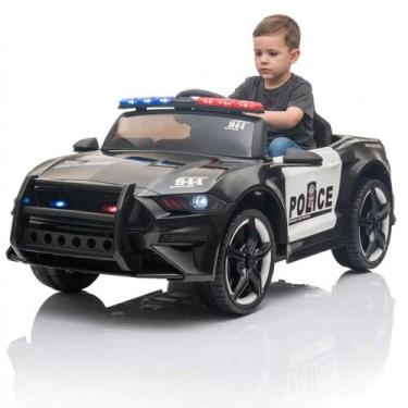 Imagem de Carro Elétrico Infantil 12V Policia Carrinho Motorizado Luzes e Som Pa