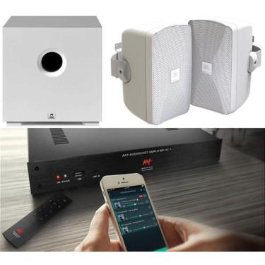 Imagem de Amplificador AAT AC-1 G2 + 2 Caixas JBL C-SA5 Branco + Sub
