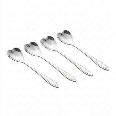 Imagem de Conjunto 4 Colheres de Chá em Aço Inox Heart Prata 12,5cm Wolff
