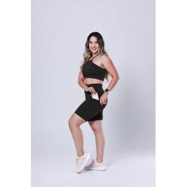 Imagem de Conjunto Fitness Com Bolso Embutido Top e Short para academia - Sharde