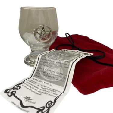 Imagem de Taça em vidro Wicca 9,0 cm com pentagrama para Altar e jogos de Tarot 