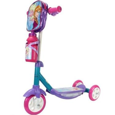 Imagem de Patinete Infantil 3 Rodas com Mochilinha e Garrafa Frozen BBR TOYS