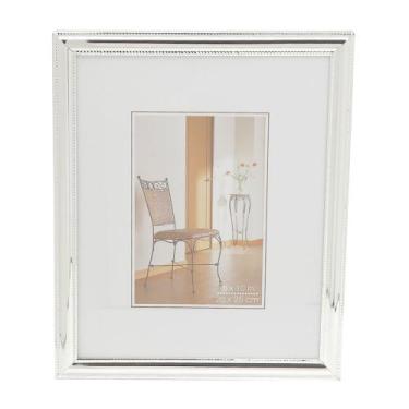 Imagem de Porta Retrato Decorativo de Aço Inox Friso Prata 13cm x 18cm Wolff
