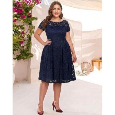 Imagem de Vestido Plus Size 29 Renda Batizado Festa Madrinha Aniversario - Shoop