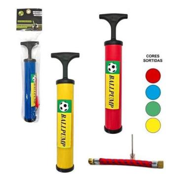 Imagem de Bomba de Ar Manual 2 Bicos Portátil Para Infláveis e Bolas de Futebol 