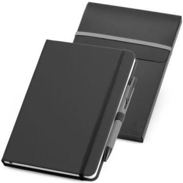 Imagem de Caderneta de Anotações 14x21cm Sem Pauta Com Caneta - TopGet, Preto