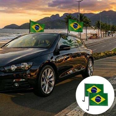 Imagem de Kit 2 Bandeira Brasil 30x45 Janela Vidro Carro Copa Torcida - Novacasa