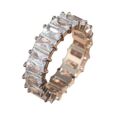 Imagem de Anel De Argola Retangular De Zircônia Cúbica Para Casal, Moda Feminina