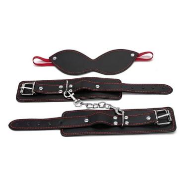 Imagem de Kit Pulseiras Imobilizadora Venda Preta Linha Sex Shop Fetiche - SI
